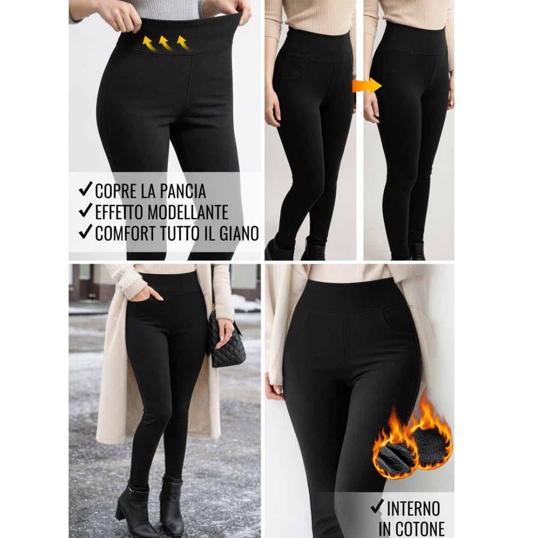Pantalone Donna Vita Alta Contenitivo – Modella la Pancia Senza Stringere - Interno in Cotone - Biresi
